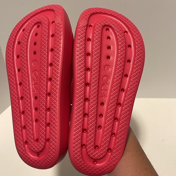CALIA Molded Rubber Platform Sandals Women’s Size 8 Pink Comfort Slip On Slides - Picture 8 of 8